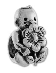 Authentic Biagi Baby Holding Flower Bead Sterling Silver fits European Charm Bracelet