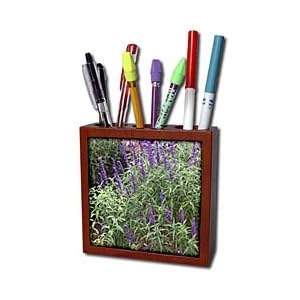 WhiteOak Photography Floral Prints - Fuzzy Purple Flower - Tile Pen Holders-5 inch tile pen holder