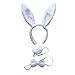 BinaryABC Bunny Rabbit Costume Set,Ears Headband Bow Ties Tail Set,Halloween Costume Assesories(White)