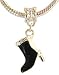 Lovely 3D Silver plated Boots Charm with CZ Crystal - fits pandora & troll bracelets - hand polished
