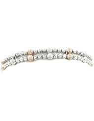 Officina Bernardi Silver and Rose Bangle Bracelet
