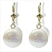 14K yellow gold Coin dangle Freshwater cultured pearl earrings
