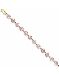 14K Gold Rose Gold Flower & Turtle Circles Bracelet 7.5 Inches