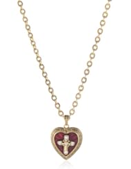 The Vatican Library Collection Enamel Cross Heart Locket Necklace