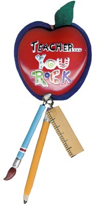 "Teacher You Rock" Apple Christmas Ornament 6.5" #W3063