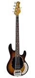 Ernie Ball Music Man Classic Collection StingRay 5 String Bass - Single Humbucker Tobacco Burst Finished Birdseye Maple Neck Black Pickguard