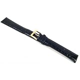 Black Leather Crocodile Grain Watchband Extra Long Watch Band 19mm