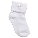 Tic Tac Toe Christening Sock - White, 6-12 Months