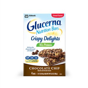 Glucerna Nutrition Bars Crispy Delights 10g Protein Chocolate Chip - 4 bars