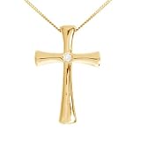9ct Gold Diamond Centre Cross & 18 Chain
