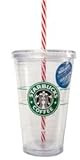Starbucks Grande Clear Insulated Tumbler Holiday Candy Cane Straw 16oz To Go Cup