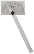 Mitutoyo 968-201, Protractor, Stainless Steel, Rectangular Head, 1 Deg. Graduation
