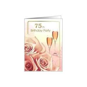 Craft Ideas 75th Birthday on 75th Birthday Party Invitation  Pink Roses Card