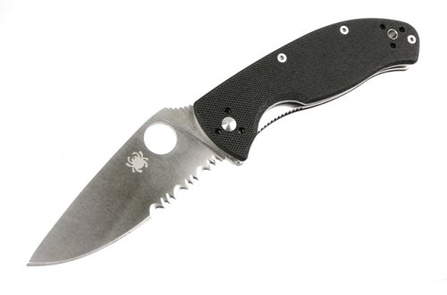 Spyderco 'Tenacious' High-Performance Knife - 3-3 8 Combo Blade, Non-Slip Handle by Spyderco