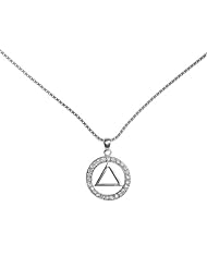 Alcoholics Anonymous AA Jewelry, #1224 Set of AA CZ Pendant #26AA with Medium Box Chain #212, Chain Available in 3 Sizes, $40-$46