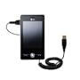 Coiled USB Cable for the LG MS25 with Power Hot Sync and Charge capabilities - uses Gomadic TipExchange Technology
