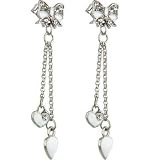 White Enamel BUTTERFLY HEART DROP Earrings