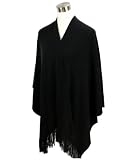 31D6R4w5GKL. SL160  Modadorn Basic Solid Winter Ruana Fringe Womens Fashion, Clothing & Accessories