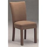 Set of 2 Contemporary Brown Microfiber Parson Dining Chairs