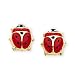 14K Yellow Gold and Red Enamel Children's Ladybug Pierced Earrings (Pair)