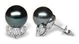 18K white gold Radella Black Tahitian cultured pearl and diamond earring