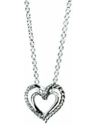 OWC Sterling silver double fluted Heart Pendant w.0.06 diamonds