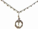 Precila G. Designs Mini Rice Pearl Necklace with Silver Bamboo Frame Pendant and Pearl Inset
