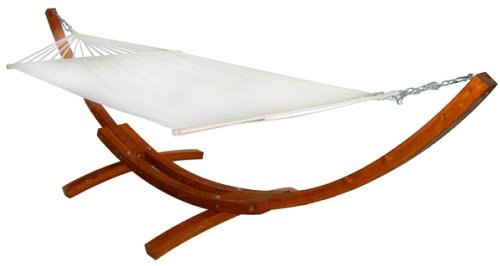 Hamac de jardin blanc + support XXL 1 à 2 personnes