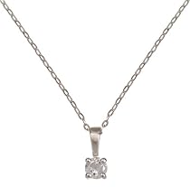 9ct White Gold 10pt Single Stone Diamond Pendant on 18" Trace Chain