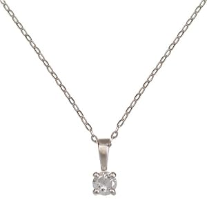 9ct White Gold 10pt Single-Stone Diamond Pendant on 46cm Trace Chain