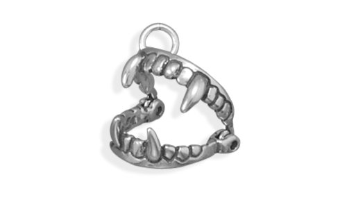 Sterling Silver Charm Vampire Fangs 3d Moves Comes with a Split Ring