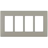 Leviton Renu REWP4-WS Four-Gang Screwless Snap-On Wallplate, Wood Smoke
