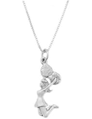 Sterling Silver One Sided Cheering Jumping Cheerleader Necklace