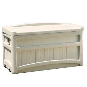 Click here to buy Suncast Deck Box With Seat And Wheels.