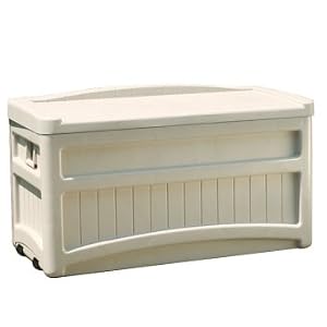 Suncast Deck Box With Seat And Wheels by Suncast