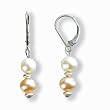 Silver Leverback Cream & Peach Cultured Pearl Earrings