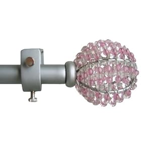 Pink Beaded Ball Drapery Rod Set - 48–88