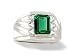 14K White Gold Emerald-cut Created Emerald and Diamond Men's Ring