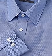 2" Longer Slim Fit Cotton Rich Easy to Iron Striped Shirt