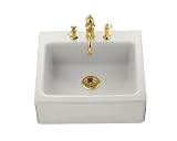 KOHLER K-6573-3-0 Alcott Apron-Front, Tile-In Kitchen Sink, White