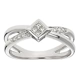 18k White Gold Cross Over Diamond Ring (G-H/SI2, 1/5 ct. tw.)