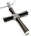 Sterling Silver Marcasite and Black Onyx Cross Pendant