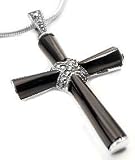 Sterling Silver Marcasite and Black Onyx Cross Pendant