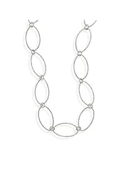 .925 Sterling Silver 36" Hammered Link Necklace