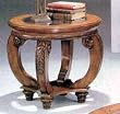 Hand Carved Leaf Detail Round Glass Top End Table By Coaster Furniture