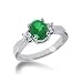 14k White Gold 3-stone Emerald & Diamond Ring