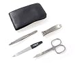 Top Quality TopInox Stainless Steel Travel Grooming Set for Men in Leather Case. Made in Germany