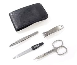 Top Quality TopInox Stainless Steel Travel Grooming Set for Men in Leather Case. Made in Germany