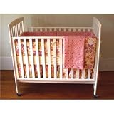 Reversible Std. Crib Set - Pink Retro Flower - 5 Piece Crib-toToddler Set