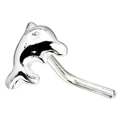 Sterling Silver Dolphin L-Shaped Nose Ring